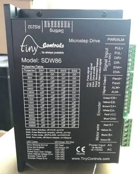 Stepper drive, close loop, 2 phase 24~100VDC/18~80VAC, for 86mm motor