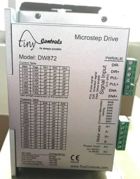Stepper drive, 2 phase 24~100VDC/18~80VAC, 2.4~7.2A.